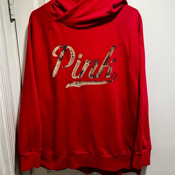 Pink VS sweatshirt/ pullover with gold sequins and hoodie - Picture 9 of 11